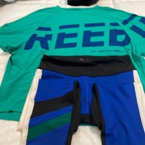 Reebok athletic wear small wore 2 times great condition green blue white black